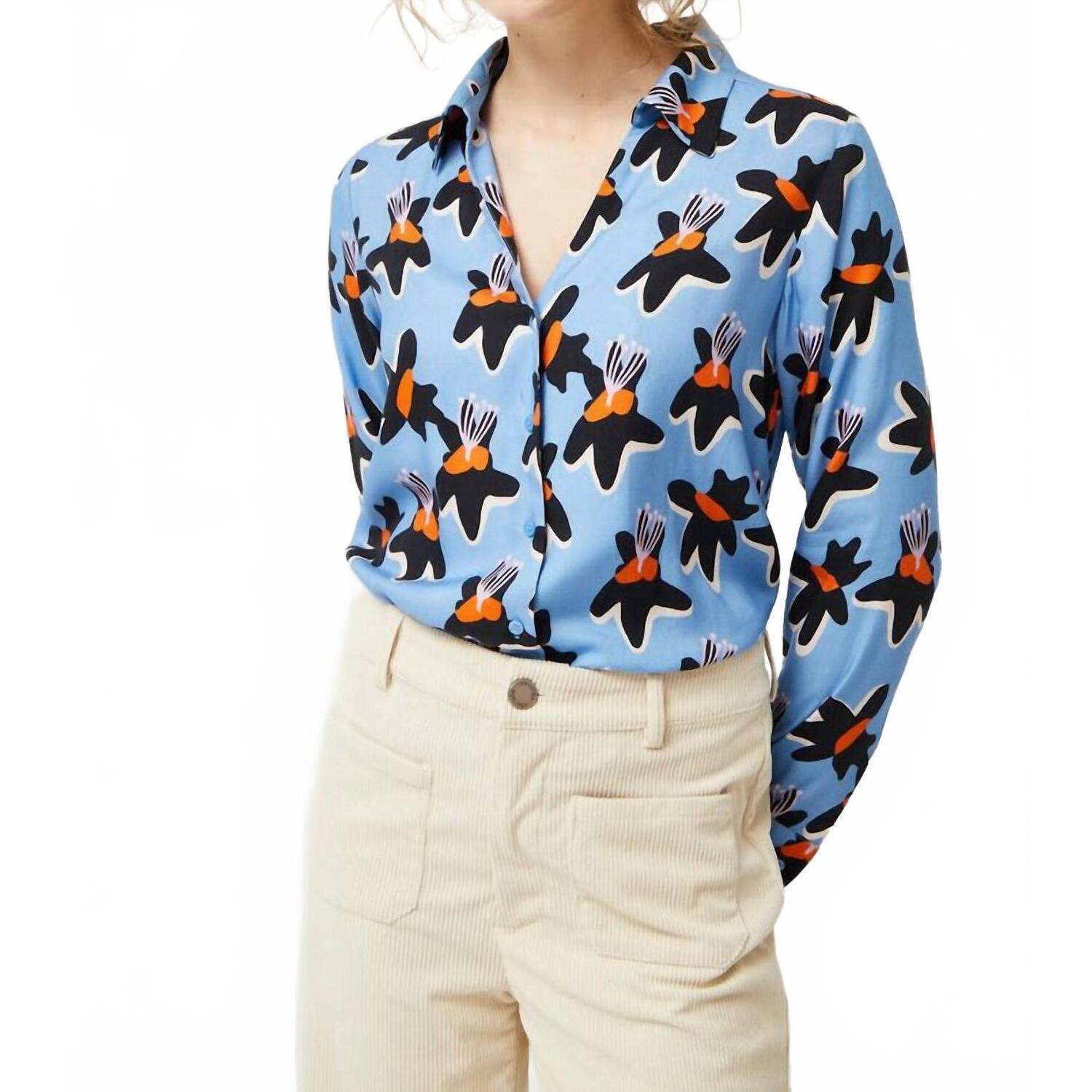 New Compaa Fantstica Calatea Floral Print Shirt In Blue